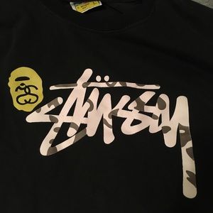 Bape x stüssy small cow print tee